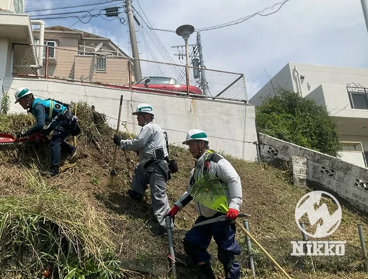 R3・4・5 神奈川出張所管内維持工事|法面除草作業の様子